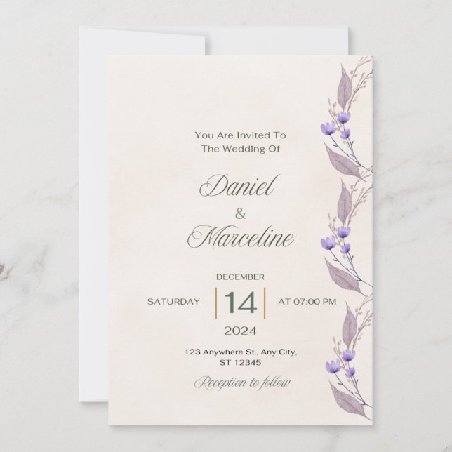 Chic Floral Faire-part de mariage (Devant)