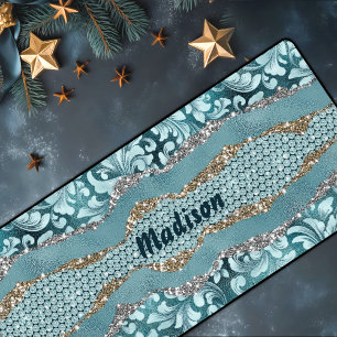 Chic floral glittery or Turquoise turquoise monogr