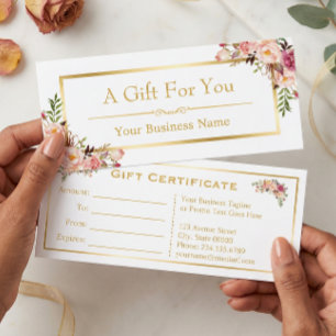 Chic Floral Gold Beauty Salon Certificat cadeau