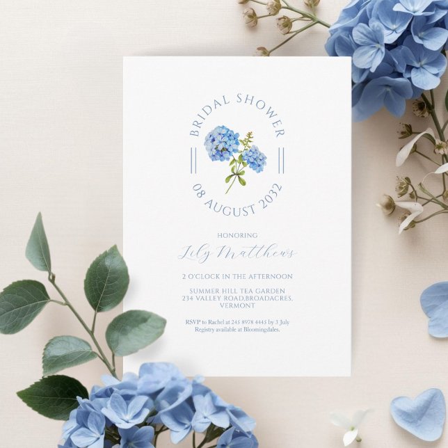 Chic Floral Hydrangea Bridal Shower Invitation (Créateur téléchargé)