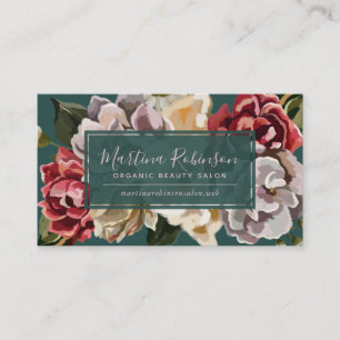 Chic floral peint sur Carte de visite Turquoise