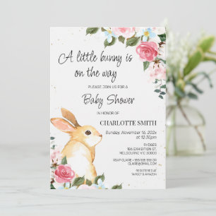 Chic Floral Petit Lapin Baby shower Invitation
