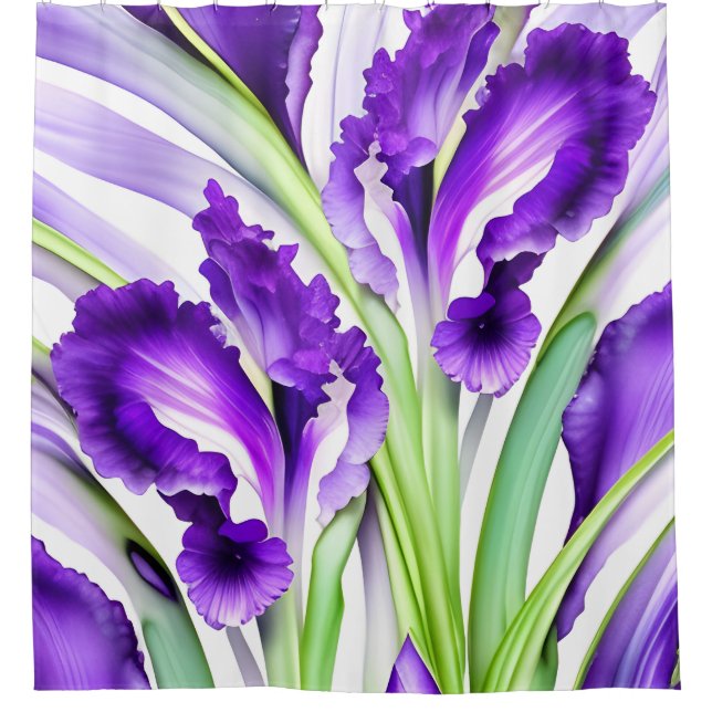 Chic Floral Violet Iris Douche Fleur Rideau (Devant)