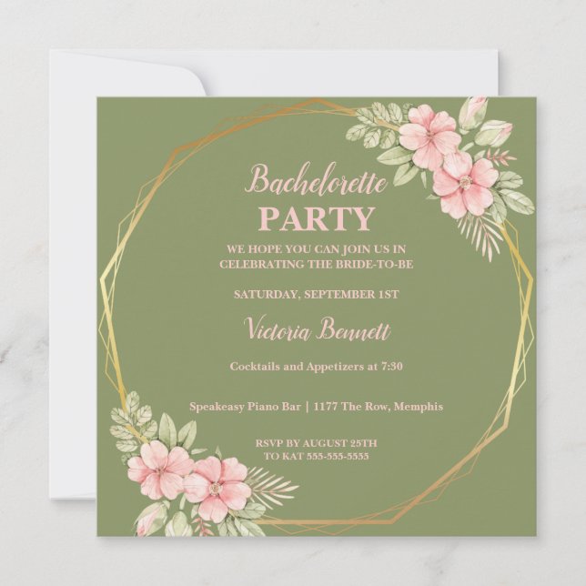 Chic Floral Wreath Bachelorette Party Invitation (Devant)