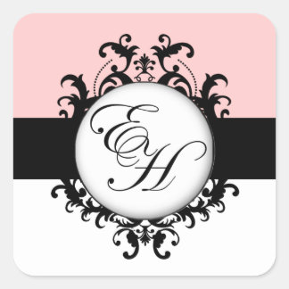 Chic Français Black Monogrammes Damask Étiquette C