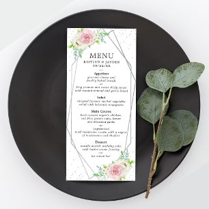 Chic Géométrique Mariage floral Foil Menu
