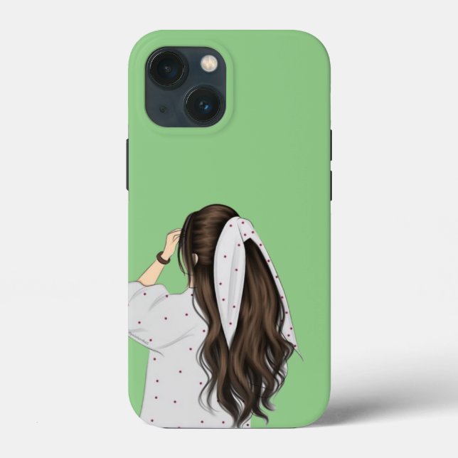 Chic Girl Art avec Soft Green Arrière - plan Coque (Verso)