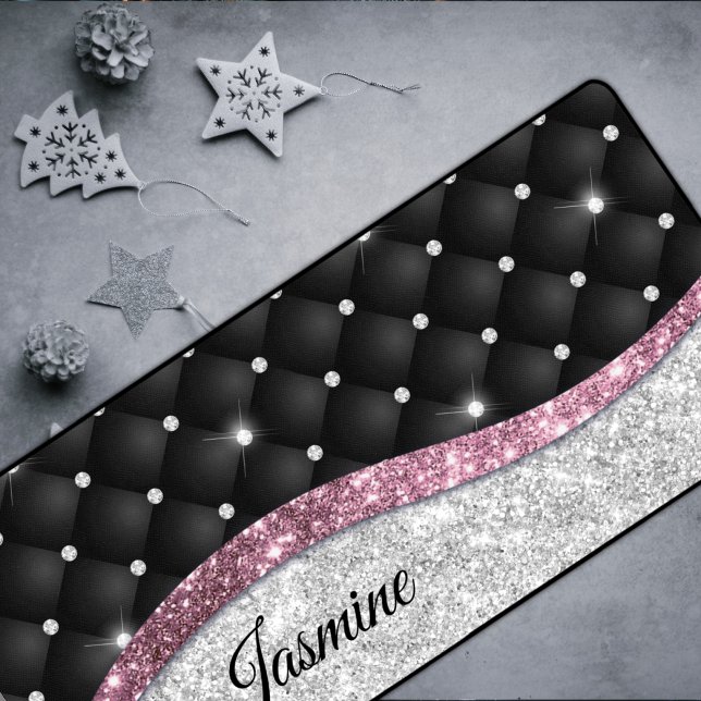 Chic girly faux parties scintillant argent noir ro (Créateur téléchargé)