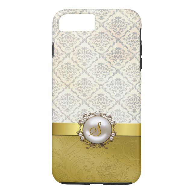 Chic Gold & Antique Damask iPhone 7 Plus coque (Dos)
