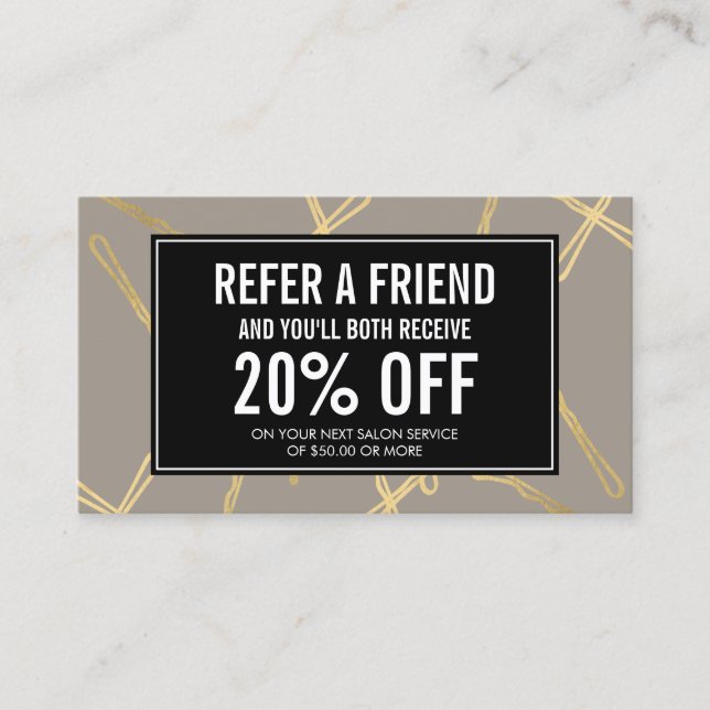 Chic Gold Bobby Pins Coiffeur Salon Grey Carte de  (Devant)