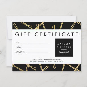 Chic Gold Bobby Pins Coiffeuse Styliste Carte cade