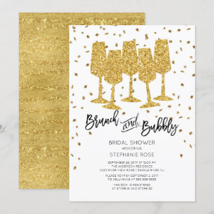Chic Gold Brunch & Bubbly Bridal Shower Invitation