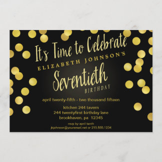 Chic Gold Confetti 70e anniversaire Invitation de 