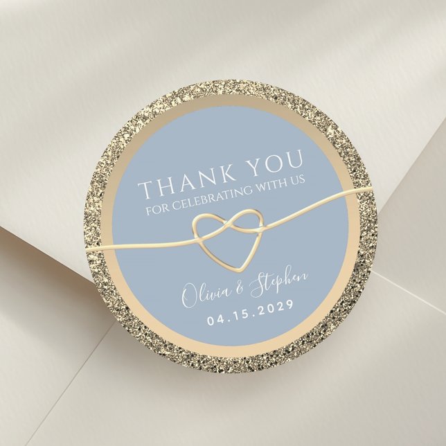 Chic Gold Dusty Bleu Mariage Stickers pour Faveurs (Créateur téléchargé)