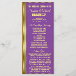 Chic Gold et Royal Purple Mariage programme person