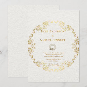 Chic Gold Floral Faire-part de mariage