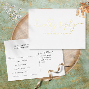 Chic Gold Foil Script Chanson Demande RSVP Carte P