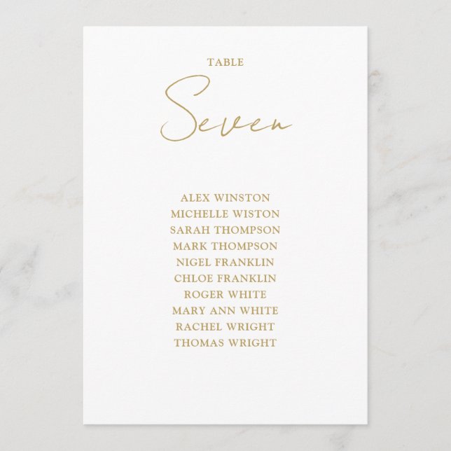 Chic Gold Modern Seing Graphique Numéro de table (Devant)