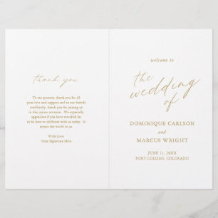 Chic Gold Simple Elegant Wedding Programme