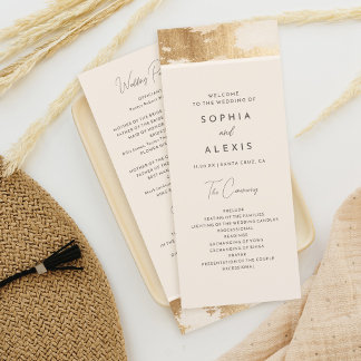Chic Golden Abstrait Watercolor Wedding Programme