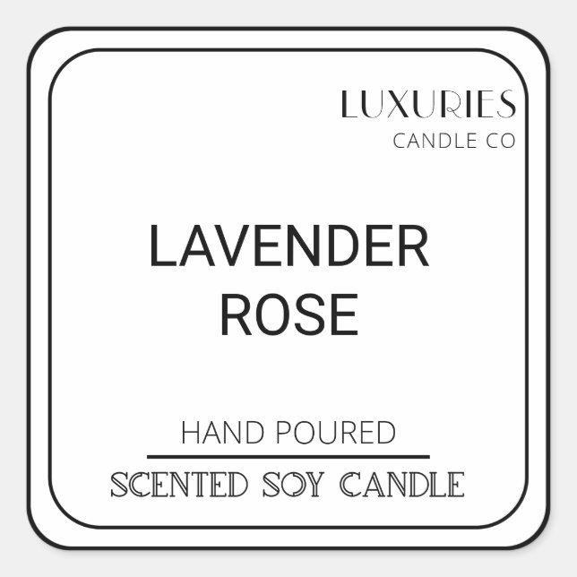 Chic Gras Moderne Étiquette de bougie de soja noir (Devant)