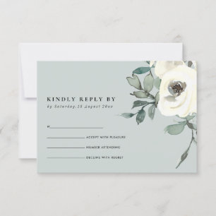 CHIC GRAY IVOIRE BLANC FLORALWATERCOLOR BUNCH RSVP