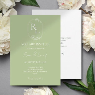 Chic Green Floral Faire-part de mariage