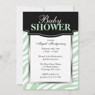 Chic Green Zebra Imprimer Invitations De Douche Po