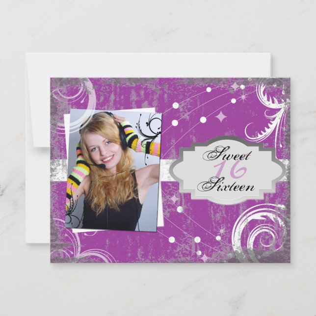 Chic Grunge Sweet 16 Anniversaire Fête Invitation (Devant)