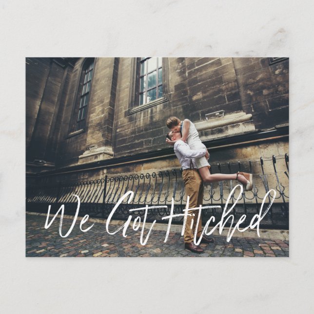 Chic Hand Lettré Nous Avons Hitché Faire-part (Devant)