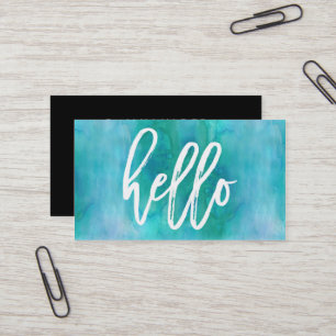 Chic Hello Aqua aquarelle   Carte de visite