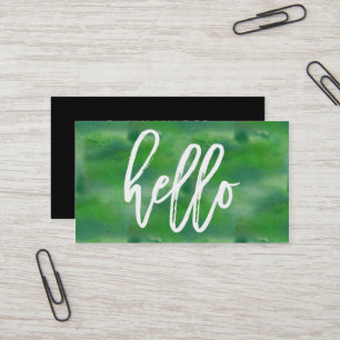 Chic Hello Vert aquarelle Carte de visite
