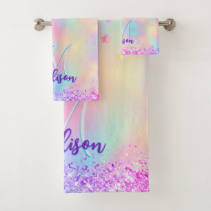 Chic holographique monogramme de parties scintilla