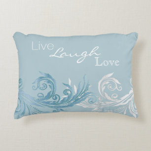 Chic Ice Blue Flourdissant Accent Coussin