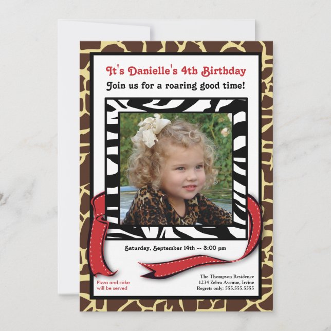 Chic Invitation d'anniversaire photo avec impressi (Devant)