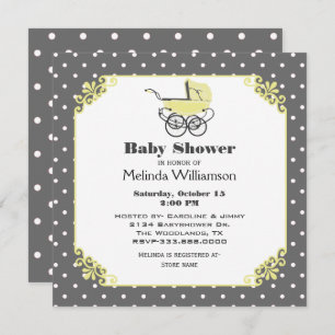 Chic Jaune Pram Baby shower Invitation