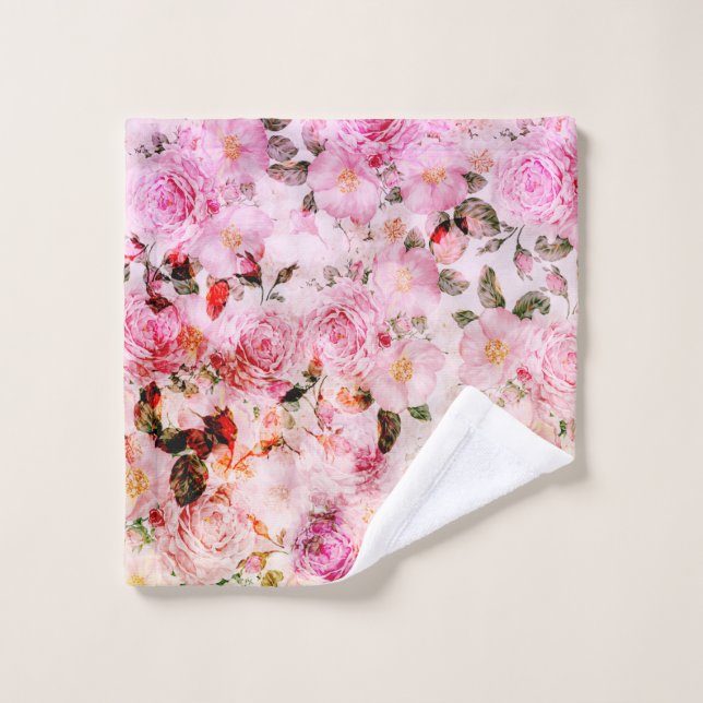 Chic Joli Push Pink Rose Floral (Gant de toilette)
