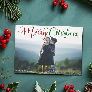 Chic Joyeux Noël Photo Script Magnet Card