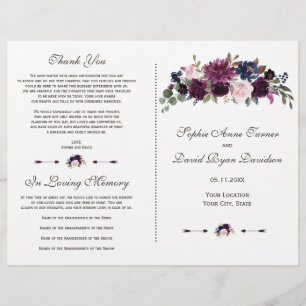 Chic Lavender Navy Blue Floral Fleom Programme