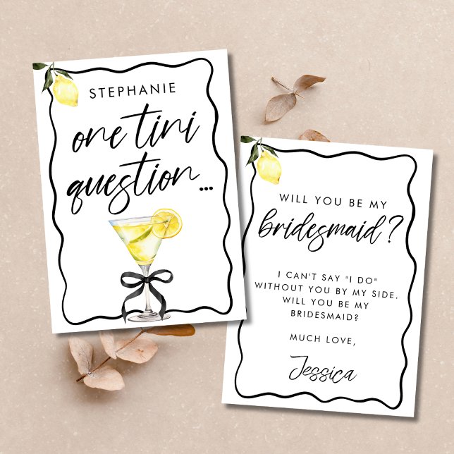 Chic Lemon Drop Martini Bridesmaid Carte de propos (Créateur téléchargé)