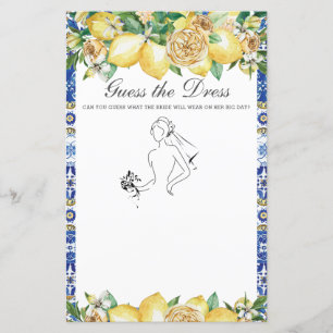 Chic Lemon Greenery Guess Dress Bridal Game
