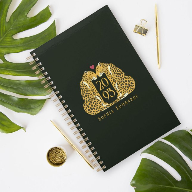 Chic Leopard Love sur Dark Green (Chic Leopard Love on Dark Green Planner)