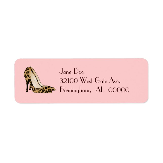 Chic Leopard talons hauts Étiquettes de adresse pe (Devant)