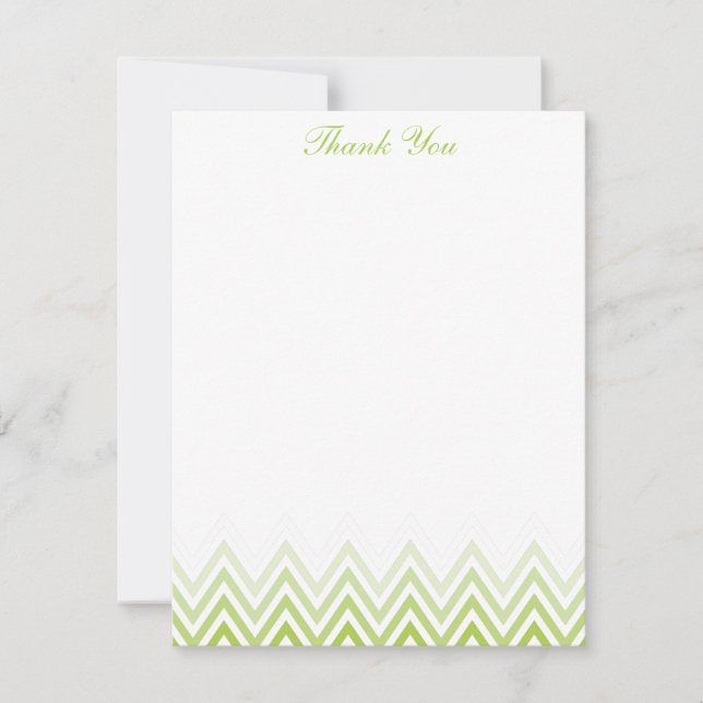 Chic Lime Green Ombre Chevrons Cartes Note (Devant)