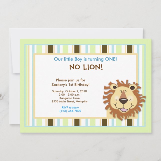 Chic Lion 1er Anniversaire 5x7 Invitation (Devant)