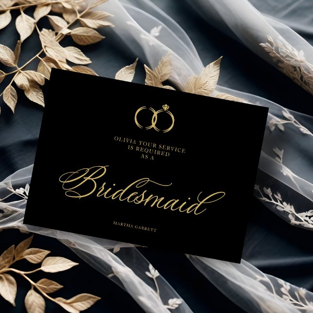 Chic Luxe Minimal Cercles Mariages Bridesmaid (Minimalist Wedding Rings Bridesmaid Luxury Wedding Proposal Card. )