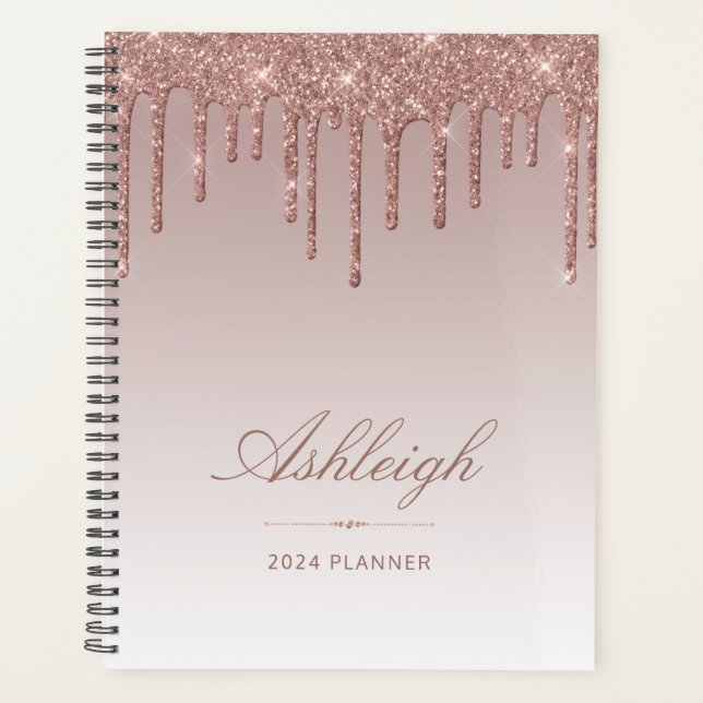 Chic Luxe Paillettes Gouttes Rose Doré 2024 (Devant)