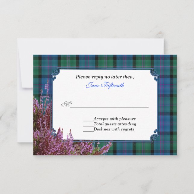 Chic MacThomas Tartan Plaid Heather Wedding RSVP (Devant)