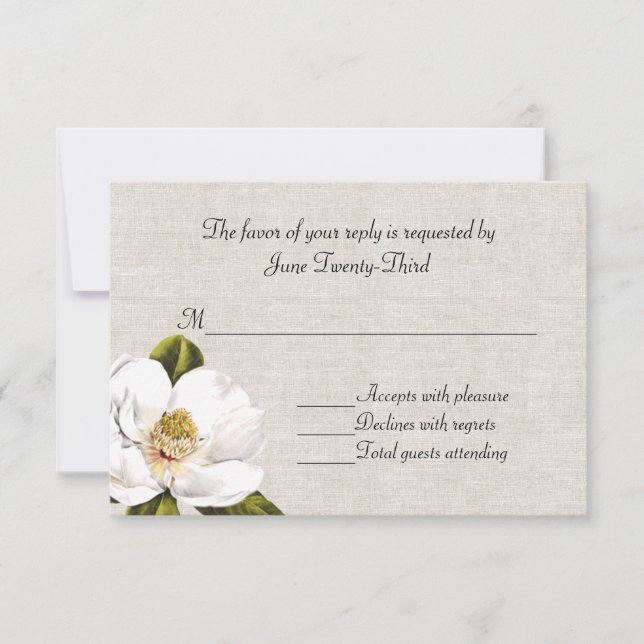 Chic Magnolias du Sud Mariage Réponse RSVP (Devant)