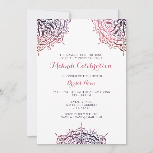 Chic Mandala Mehndi Célébration Invitation (Devant)